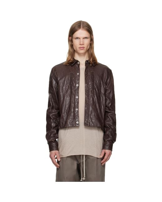 Rick Owens Brown Tower Alice Leather Jacket for men
