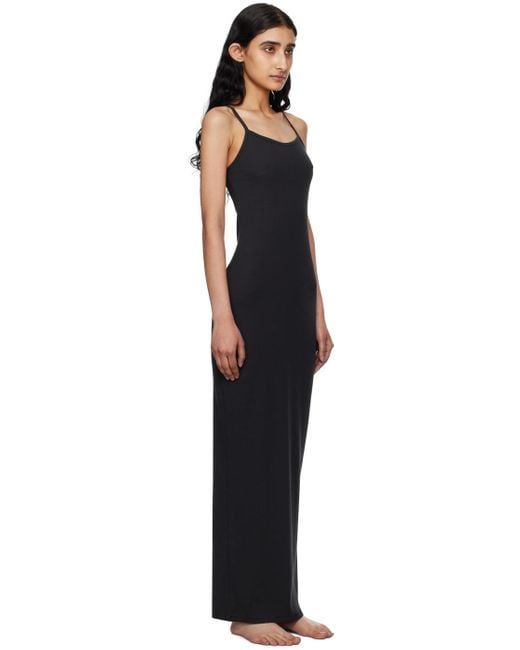 Skims Black Cotton Rib Long Cami Maxi Dress