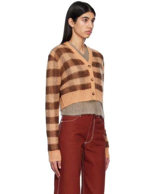 Acne Red Brown Cropped Cardigan