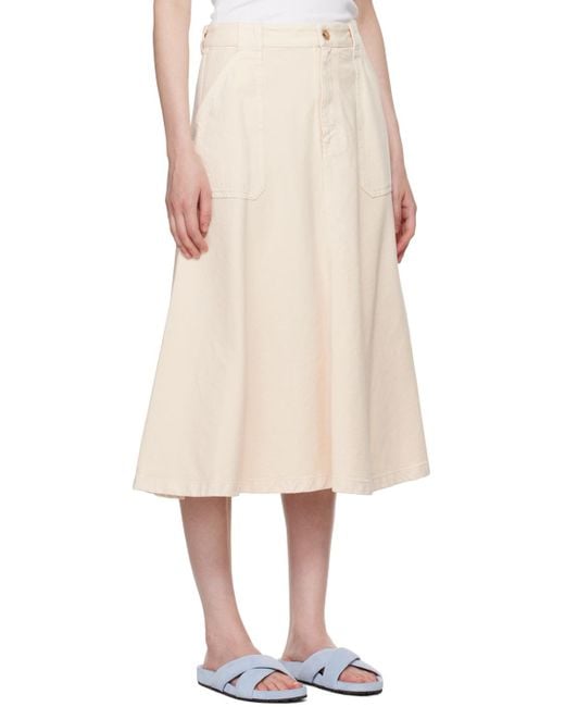 Jupe midi laurie blanc cassé en denim A.P.C. en coloris Natural