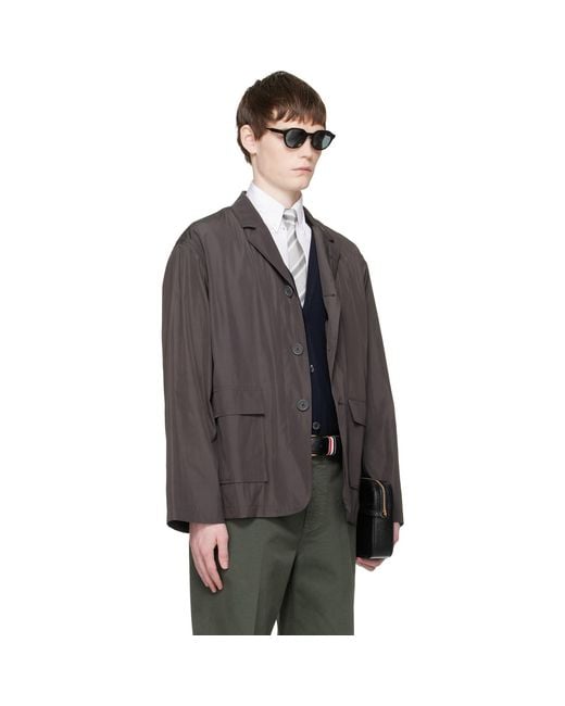 Thom Browne Gray Packable Flap Pocket Blazer for men
