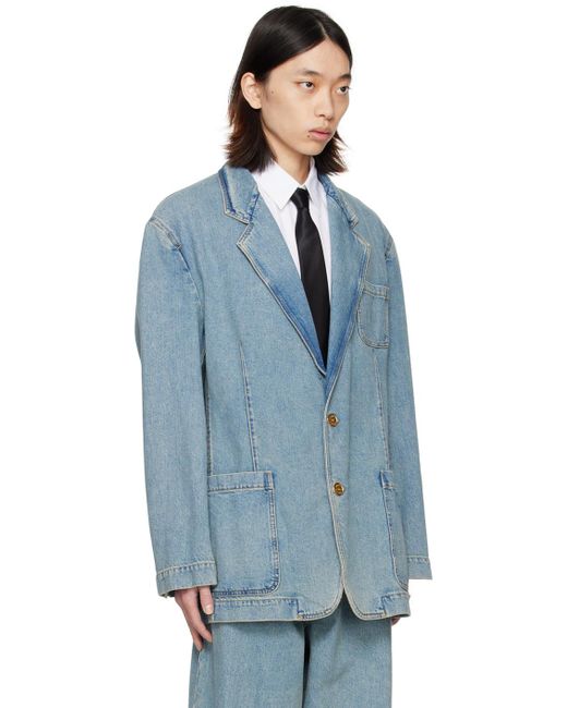 Moschino Blue Faded Denim Jacket for men