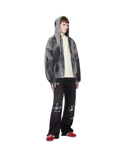 Amiri Black Bones Studded Oversized Zip Hoodie for men