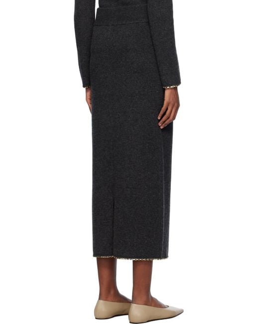 Totême  Black Toteme Gray Chain-edge Maxi Skirt