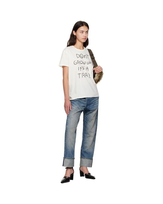 R13 Blue Cuffed Crossover Jeans