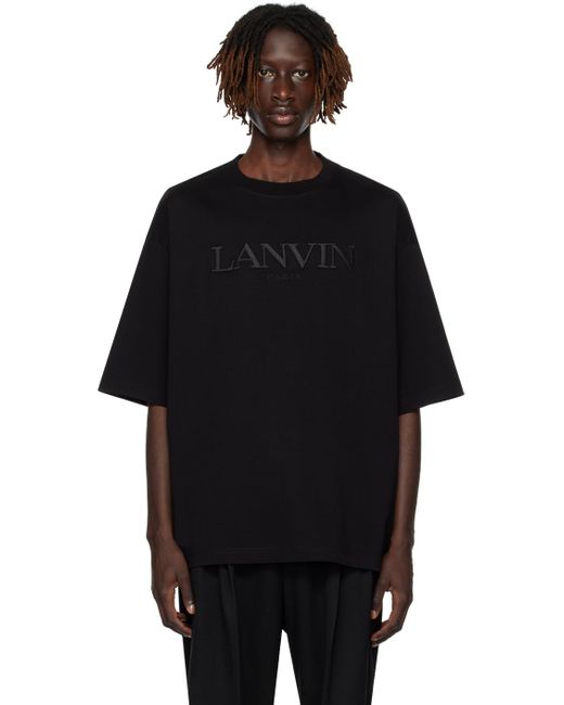 Lanvin Black Embroidered T-shirt for men