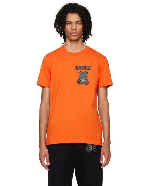Moschino Orange Teddy Bear T-shirt for men