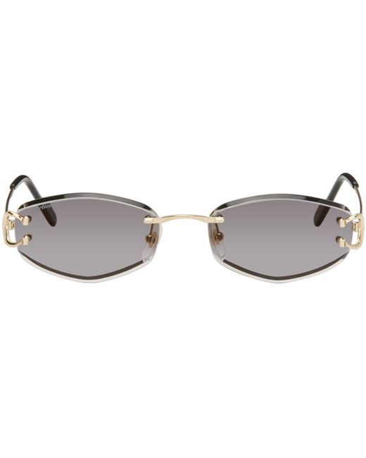 Cartier Black Gold Oval Sunglasses for men