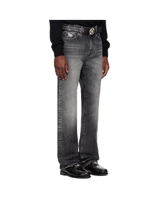 Jean Décontracté Gris Versace pour homme en coloris Black