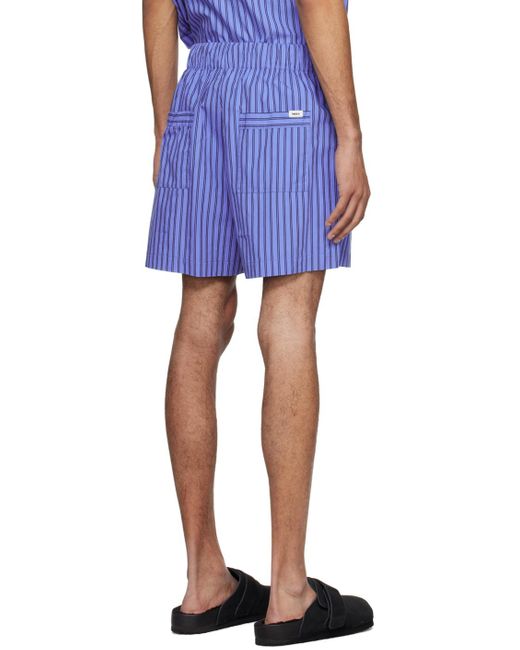 メンズ Tekla ブルー ドローストリング パジャマ ショートパンツ Blue
