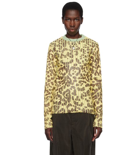 Pull Jaune Et Vert En Tricot Vanisé À Motif Léopard Et À Col Ras Du Cou Stanley Raffington en coloris Multicolor
