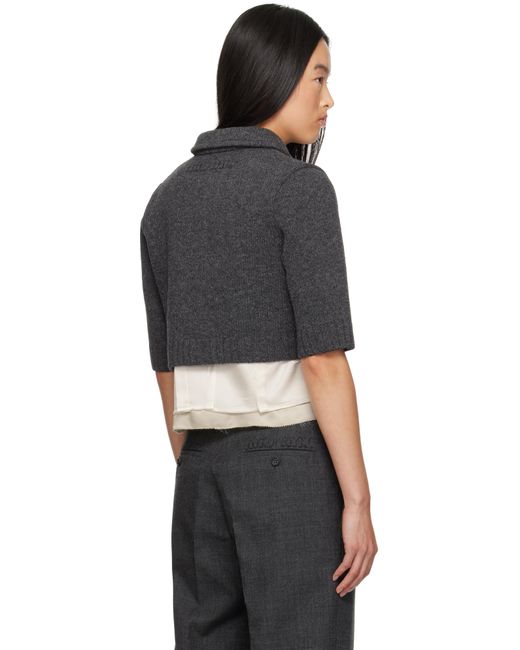 Miu Miu Black Cropped Wool Cardigan