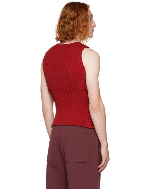 CFCL Red Fluted Tank Top for men