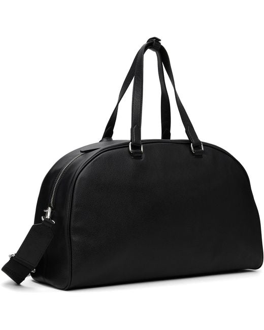 DIESEL Black 1Dr Dome Oval D Logo Leather Travel Bag for men