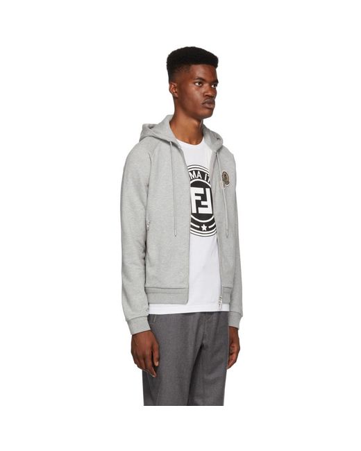 Moncler Grey Maglia Zip Hoodie in Gray for Men Lyst