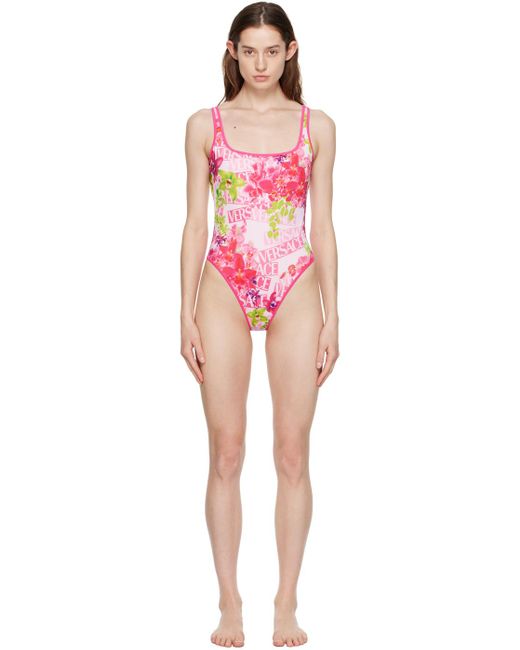 Versace Red Pink Orchid One-piece Swimsuit