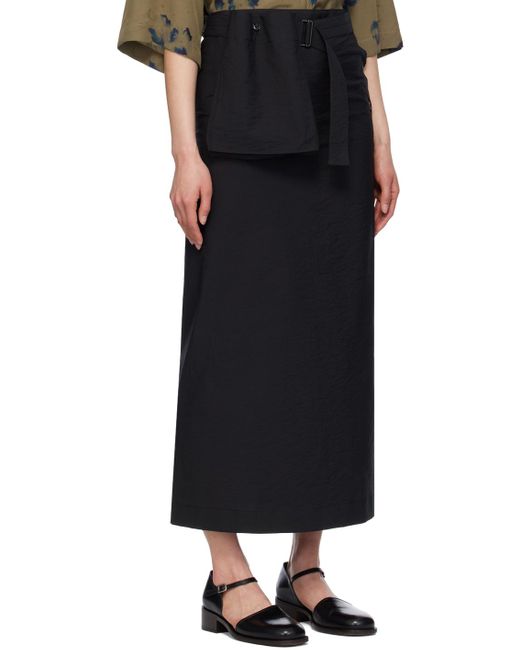 Lemaire Black Wrap Midi Skirt