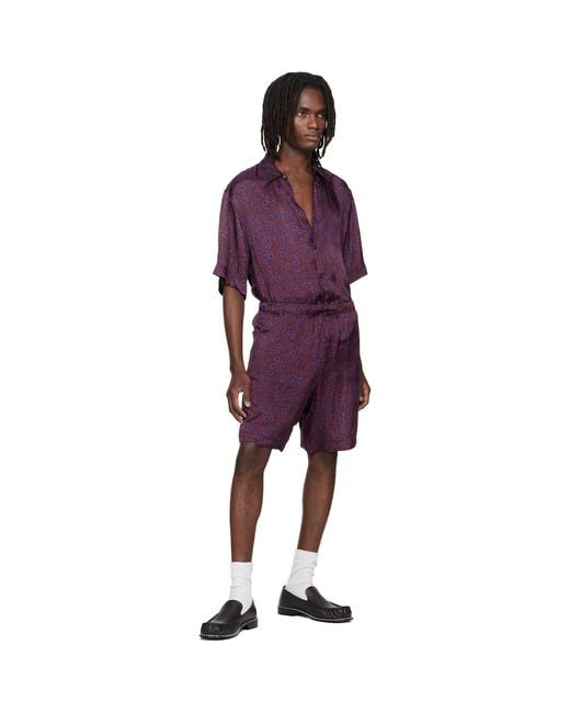 Dries Van Noten Purple Viscose Shorts for men