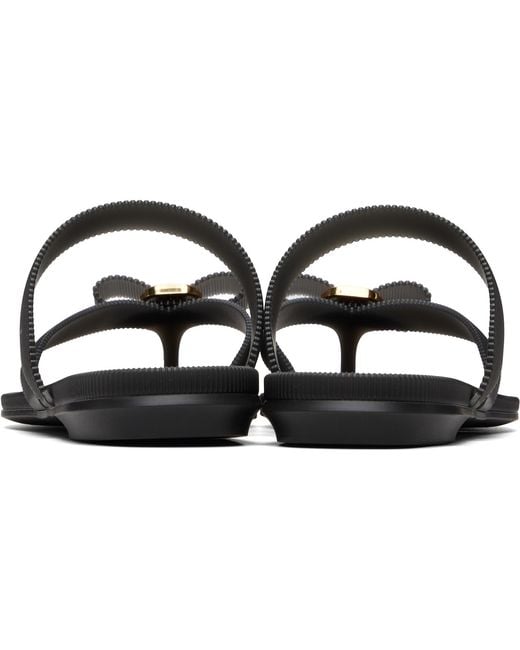 Ferragamo Black Vara Bow Jelly Thong Flat Sandals