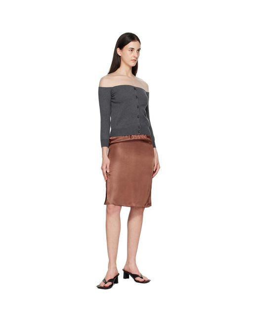 MM6 by Maison Margiela Brown Satin Midi Skirt