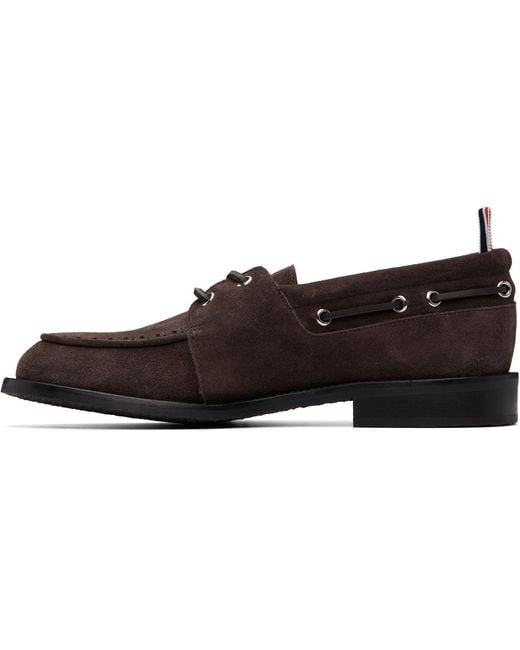 Thom Browne Brown Thom E Calf Suede Boat Shoes for men