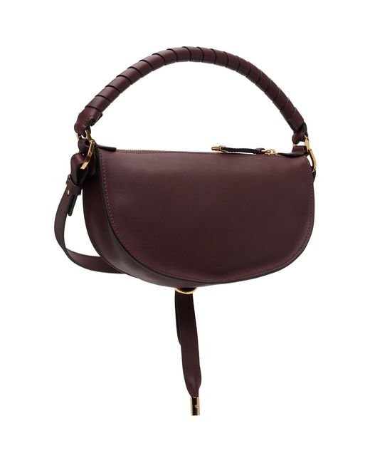 Chloé Brown Burgundy Mini Marcie Shoulder Bag