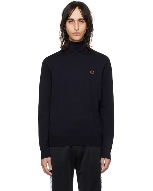 Fred Perry Blue Navy Roll Neck Turtleneck for men