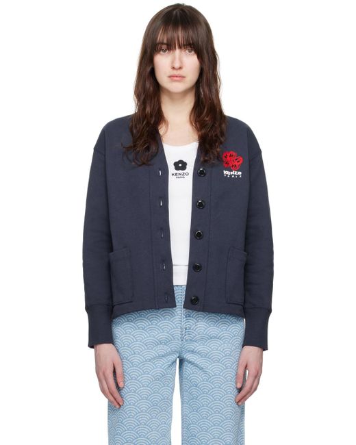 KENZO Blue Navy Drawn Varsity Cardigan