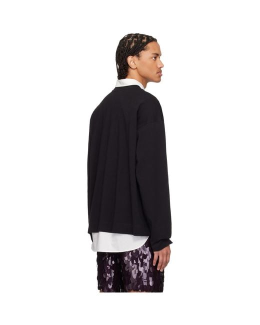 Dries Van Noten Black Dropped Shoulder T-Shirt for men