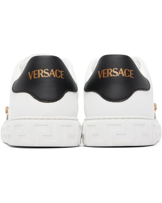 Versace White Greca Embellished Nylon Sneakers for men