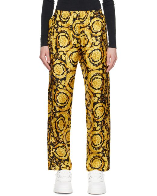 Versace Yellow Black Barocco Pajama Pants