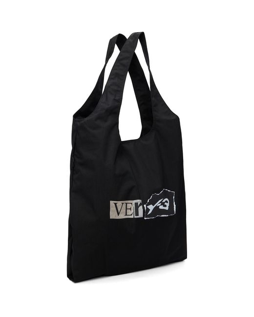 Y-3 Black Graphic 'Ver' Tote for men