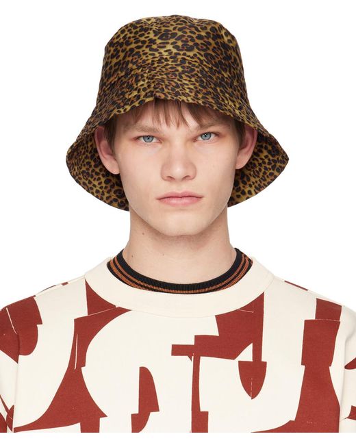 Dries Van Noten Multicolor Brown Printed Bucket Hat for men