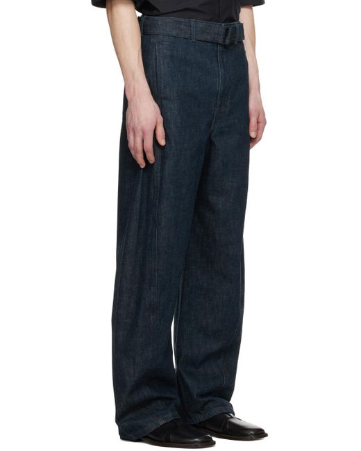 Lemaire Blue Twisted Belted Jeans for men