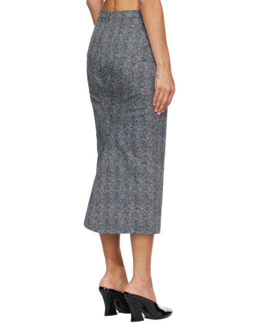 Givenchy Gray Low Waist Kick Back Midi Skirt