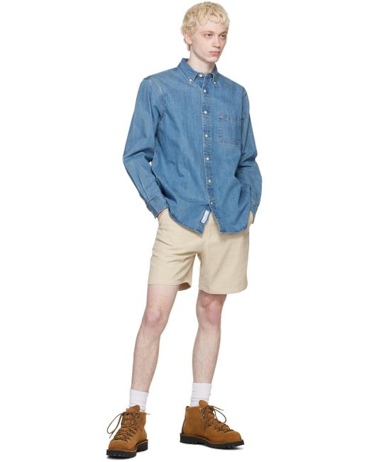 Adsum Blue Pigment-dyed Shorts for men