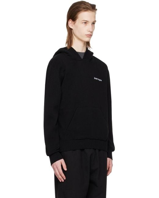 Palm Angels Black Embroidered Hoodie for men
