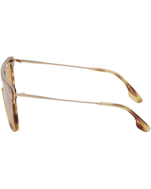 Victoria Beckham Black Tortoiseshell Shield Sunglasses