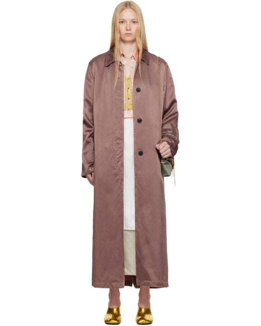 Dries Van Noten パープル キュプラツイル コート Black