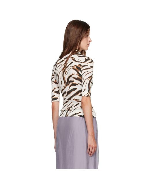 Ganni Multicolor Off- Sheer Printed Cotton Polo