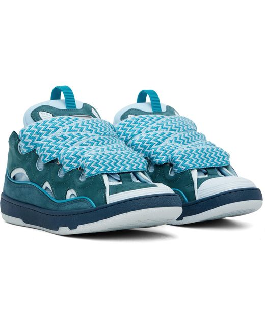 Lanvin Blue Bicolor Curb Sneakers for men