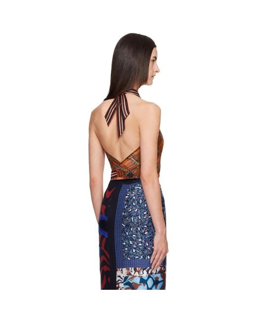 Dries Van Noten Blue Jacquard Wrap Top