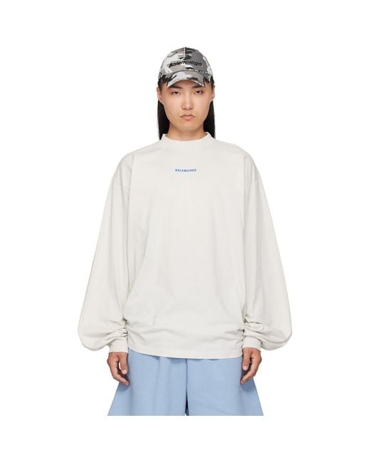 Balenciaga White Distressed Long-Sleeve T-Shirt for men
