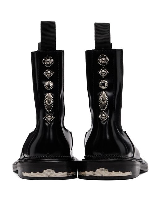 Toga Virilis Black Leather Chelsea Boots for men