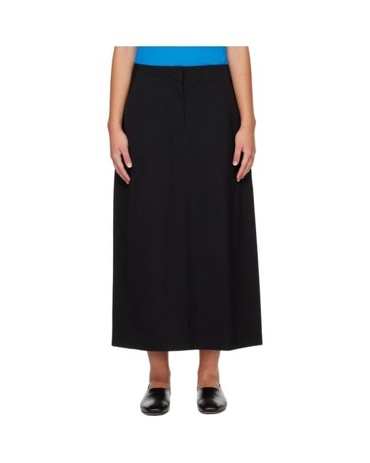 Veilance Black Serin Wool Maxi Skirt