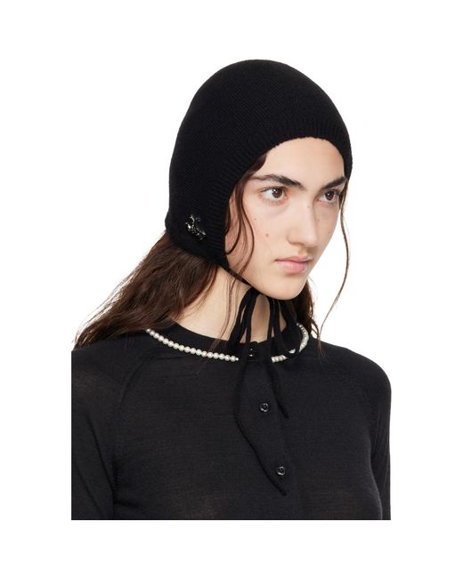 Simone Rocha Black Cashmere Bonnet