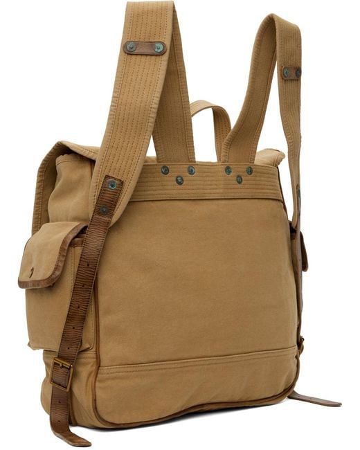 RRL Brown Khaki Falcon Backpack for men