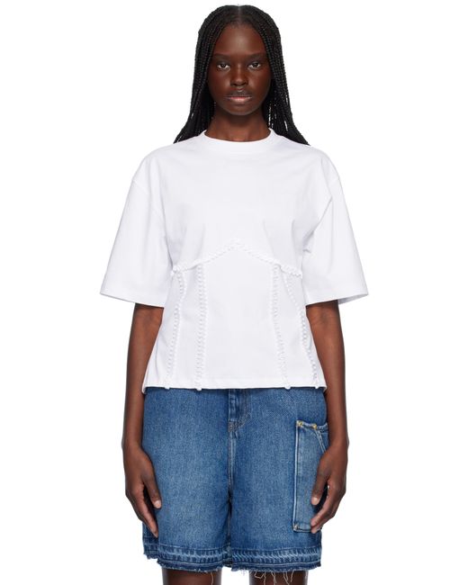 Ganni ホワイト Tie Back コットン Tシャツ White