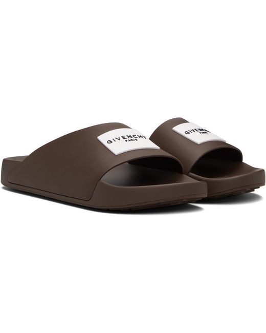 Givenchy Black Rubber Label Mule Slides for men