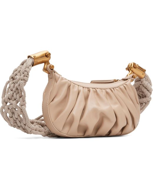 Balmain Brown Ebene Mini Strap Calfskin Bag